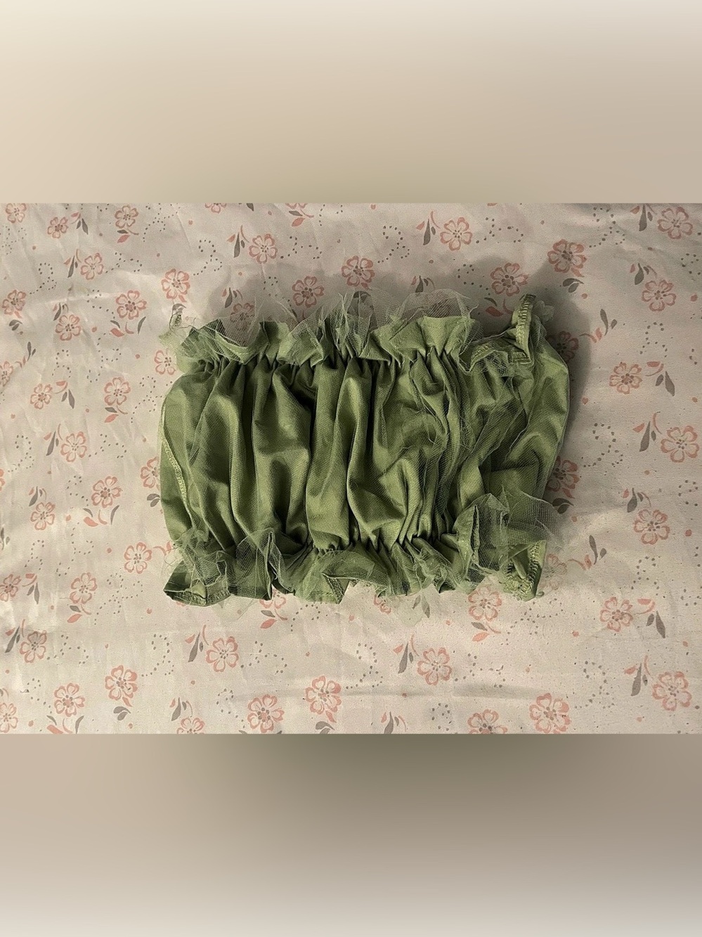 Green Ruffled Tube Top - Picture 2 of 2